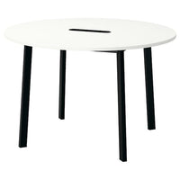 MITTZON conference table, round white/black, 120x75 cm