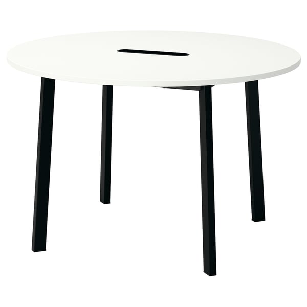 MITTZON conference table, round white/black, 120x75 cm