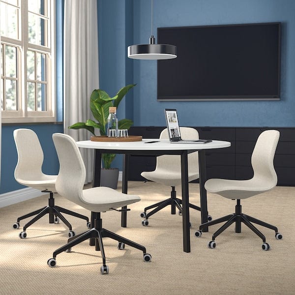 Ikea MITTZON - Conference table, round white/black, 120x75 cm