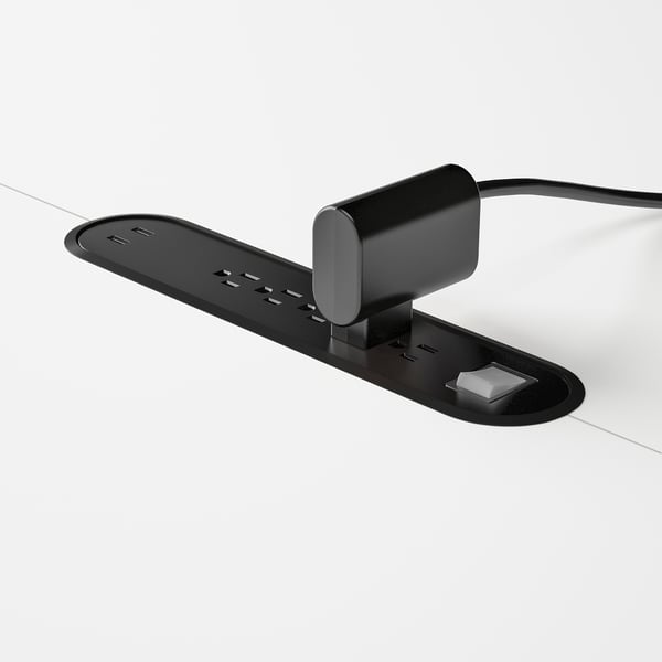 MITTZON conference table, round white/black, 120x75 cm