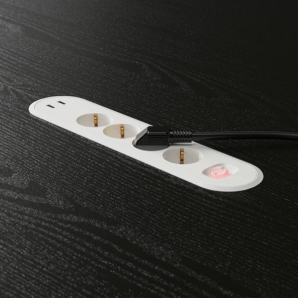 Ikea MITTZON - Conference table, round black stained ash veneer/white, 120x75 cm