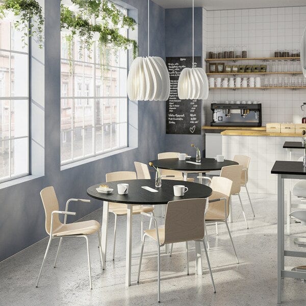 Ikea MITTZON - Conference table, round black stained ash veneer/white, 120x75 cm