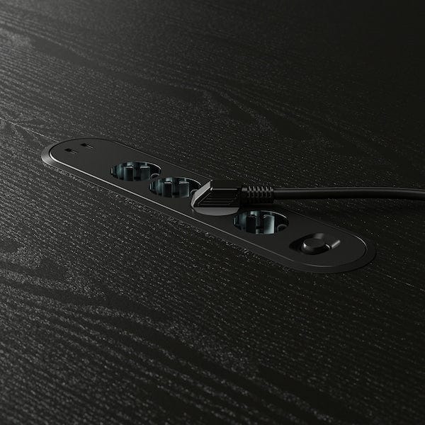 Ikea MITTZON - Conference table, round black stained ash veneer/black, 120x75 cm