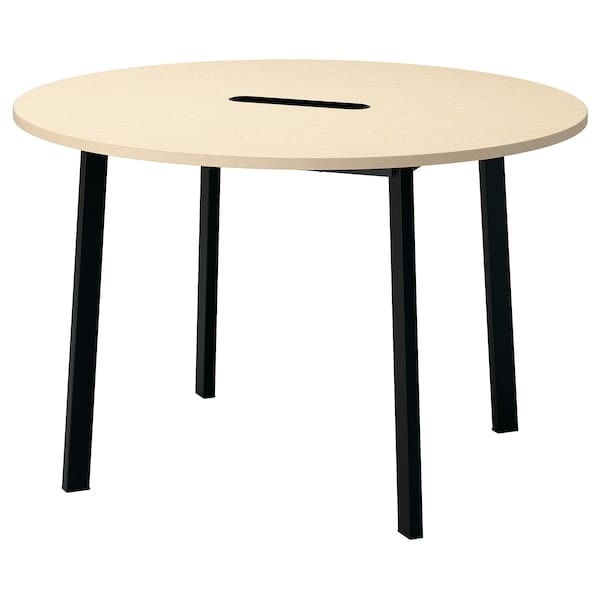 Ikea MITTZON - Conference table, round birch veneer/black, 120x75 cm