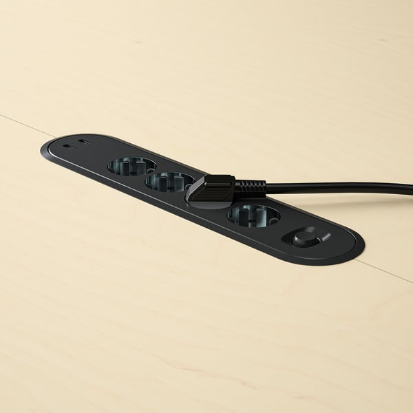 MITTZON conference table, round birch veneer/black, 120x75 cm