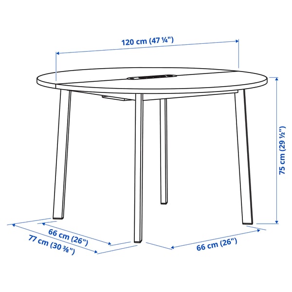 MITTZON conference table, round birch veneer/black, 120x75 cm