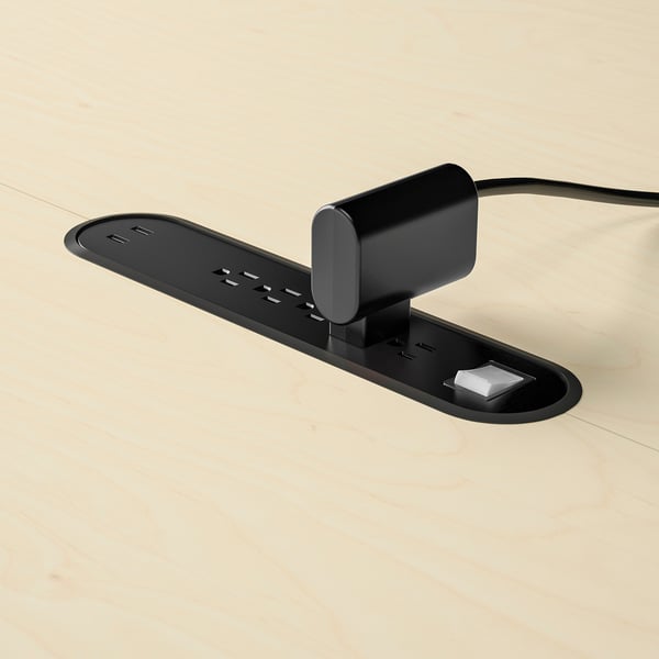 MITTZON conference table, round birch veneer/black, 120x75 cm