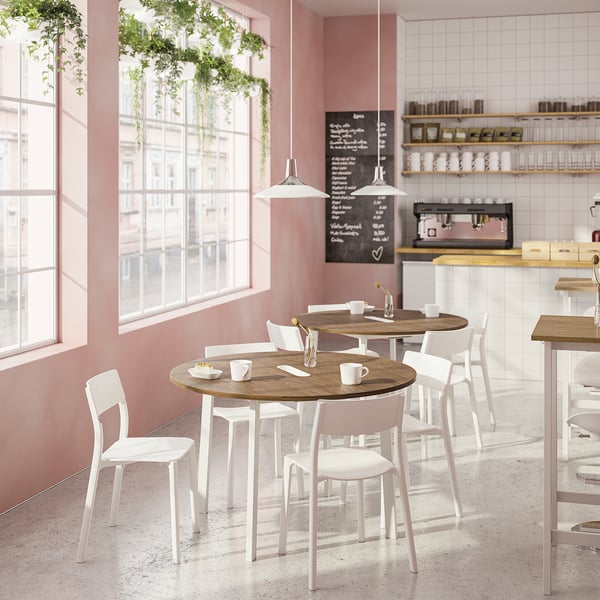 MITTZON conference table, round walnut veneer/white, 120x75 cm