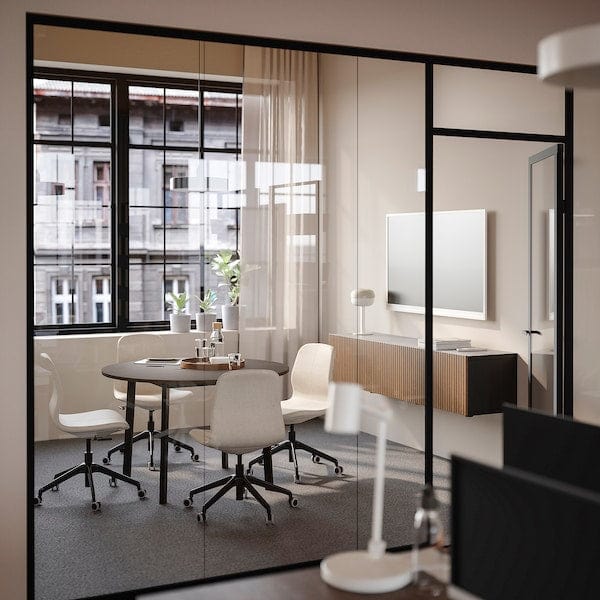 Ikea MITTZON - Conference table, round walnut veneer/black, 120x75 cm