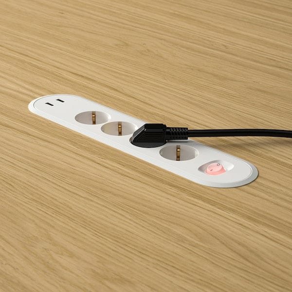 Ikea MITTZON - Conference table, round oak veneer/white, 120x75 cm