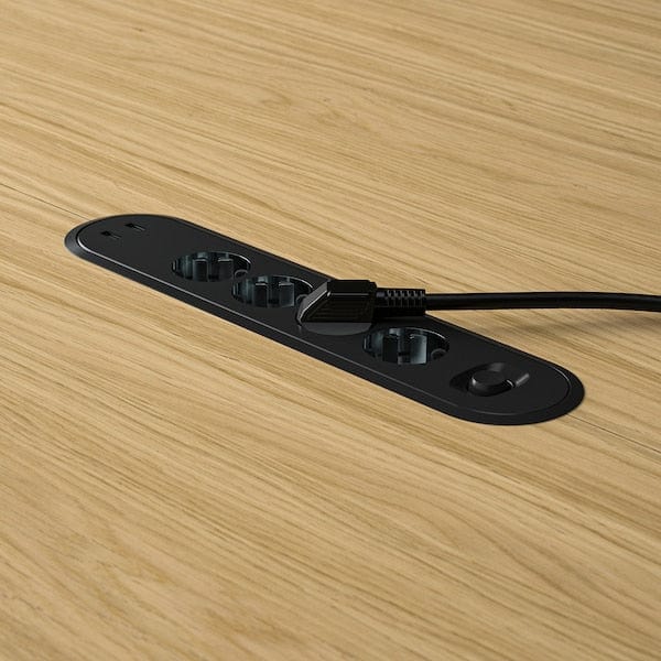 Ikea MITTZON - Conference table, round oak veneer/black, 120x75 cm