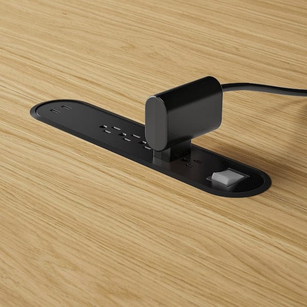 Ikea MITTZON - Conference table, round oak veneer/black, 120x75 cm