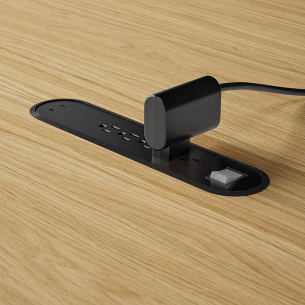 MITTZON conference table, round oak veneer/black, 120x75 cm