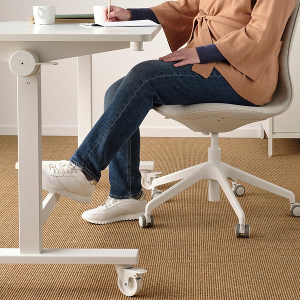 MITTZON foldable table with castors, white, 140x70 cm