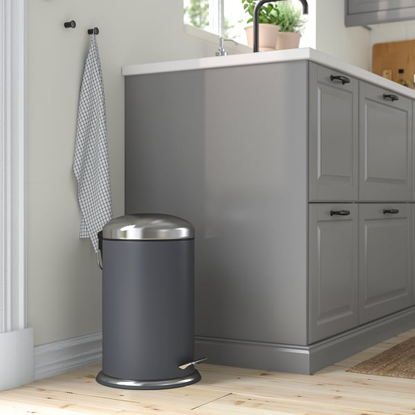 MJÖSA pedal bin, dark grey, 12 l