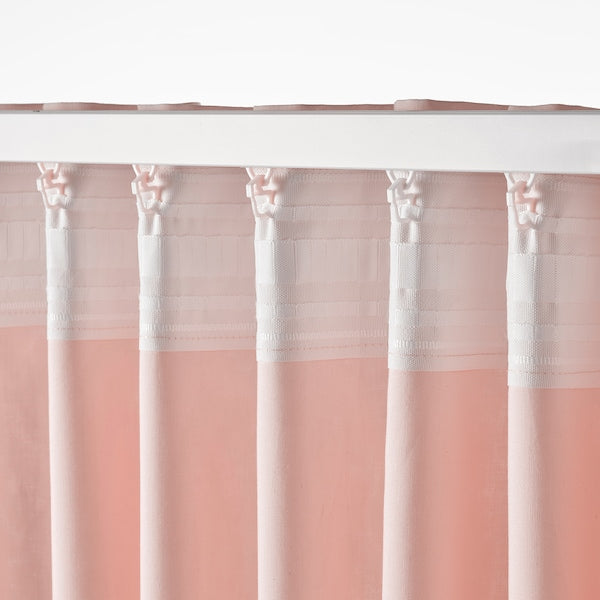 MOALISA curtains, 1 pair, pale pink pink/with heading tape, 145x300 cm