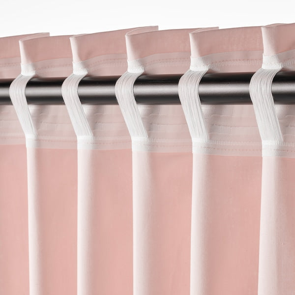 MOALISA curtains, 1 pair, pale pink pink/with heading tape, 145x300 cm