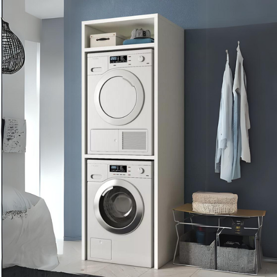 COMBINATION CABINET FOR WASHING MACHINE AND TUMBLE DRYER OPEN H203 - W70 - D64CM WHITE