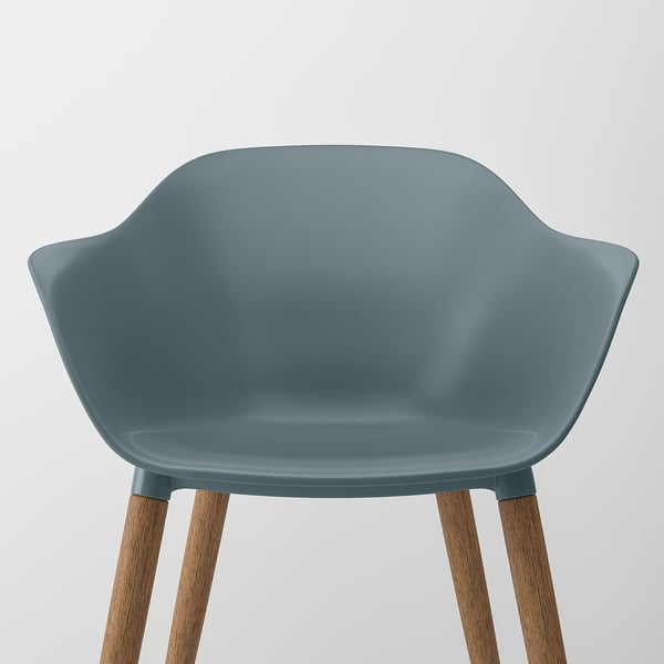 MÖRBYLÅNGA / GRÖNSTA table and 4 chairs, oak veneer brown stained/grey-turquoise, 140x85 cm