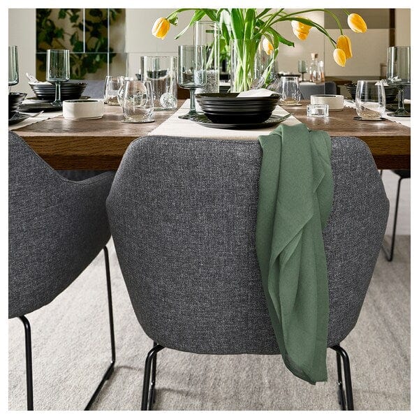 Ikea MÖRBYLÅNGA / TOSSBERG - Table and 6 chairs, stained oak veneer brown/Gunnared dark gray black,220x100 cm