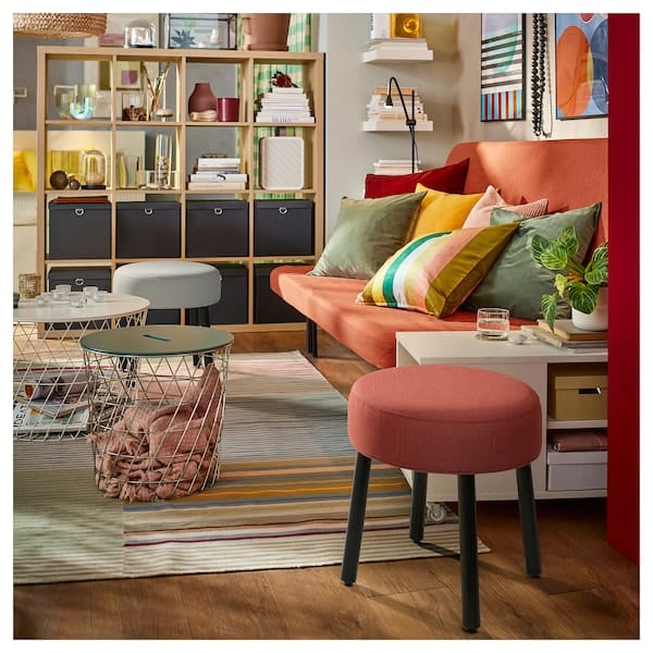 Ikea MÖRTFORS - Pouf, Diseröd rosso,47x47 cm