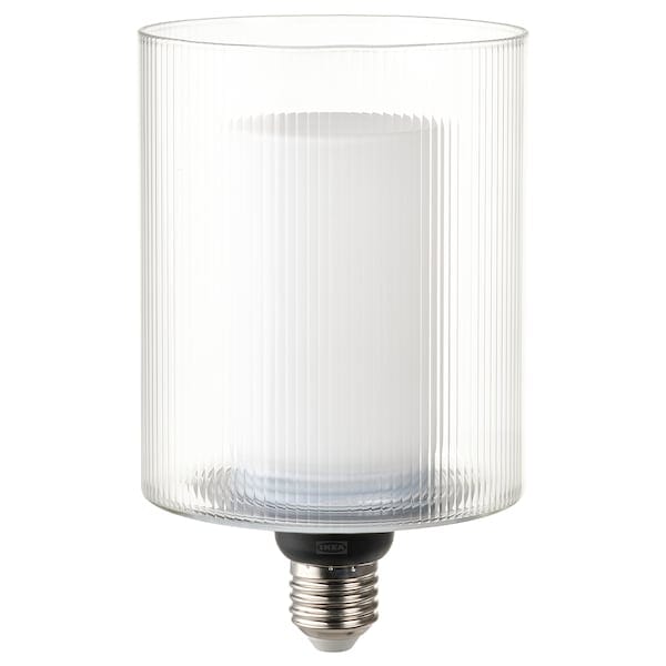 Ikea MOLNART - LED bulb E27 150 lumen, cylinder glass/striped, 110 mm