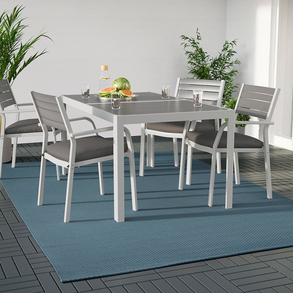 MORUM rug flatwoven, in/outdoor, light blue, 300x200 cm
