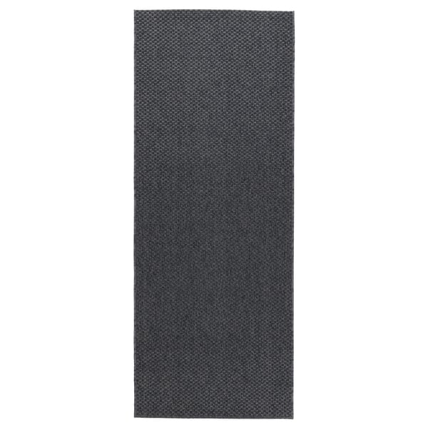 MORUM rug flatwoven, in/outdoor, dark grey, 80x200 cm