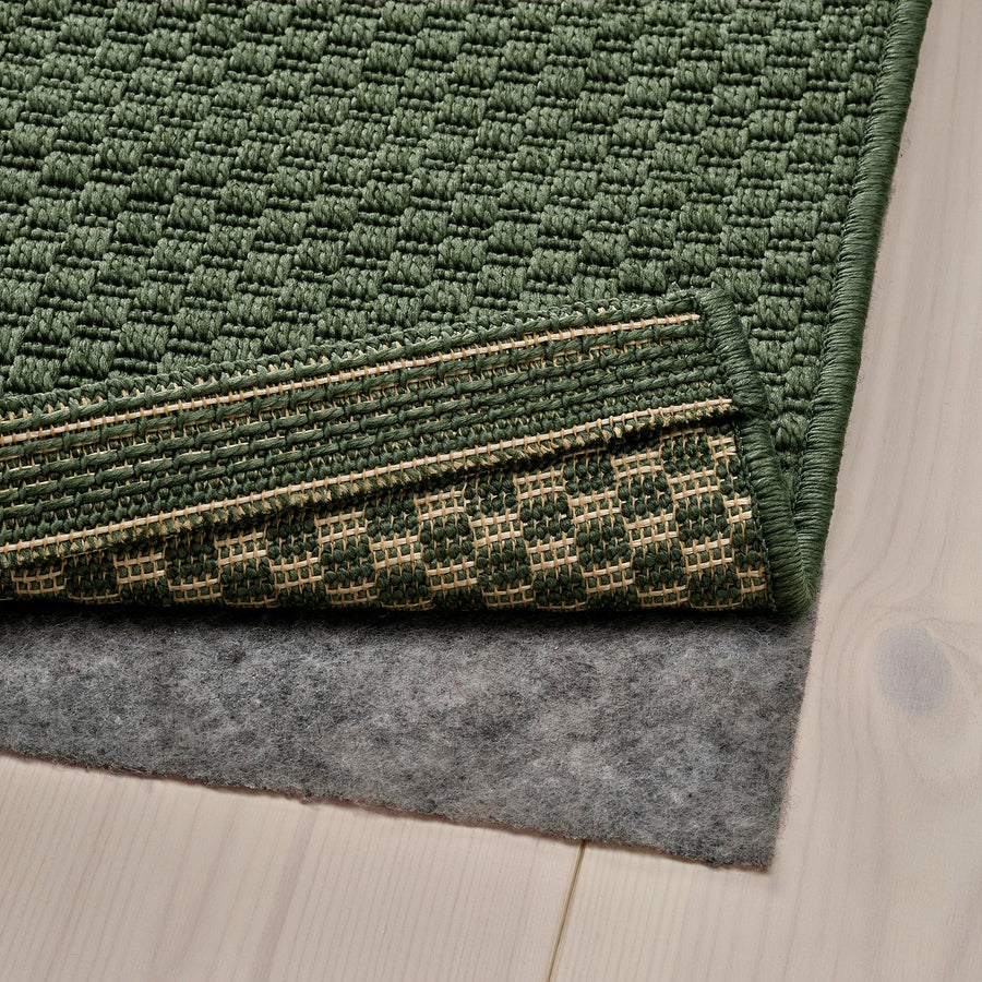 MORUM rug flatwoven, in/outdoor, dark green, 150x60 cm