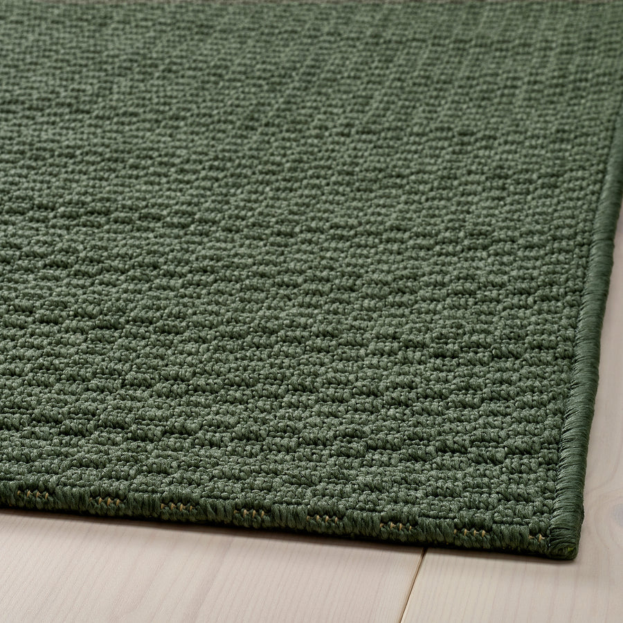 MORUM rug flatwoven, in/outdoor, dark green, 300x200 cm