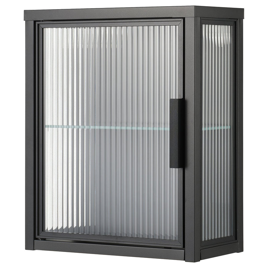 MOSSJÖN wall cabinet with glass door, anthracite, 36x18x44 cm