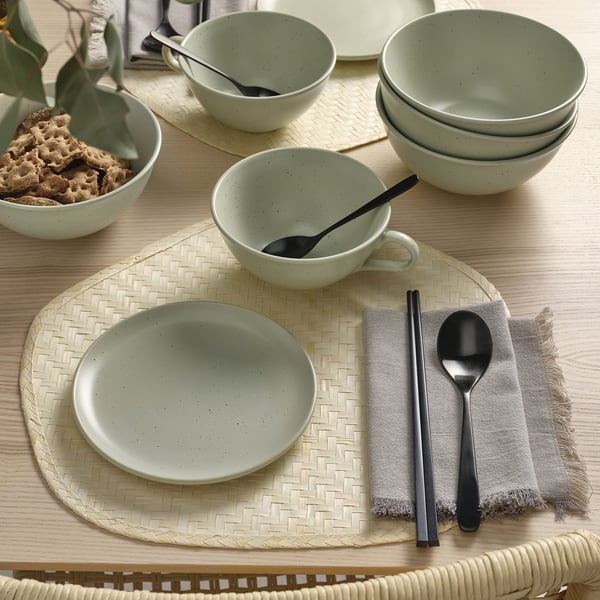 MOSSMAL side plate, dot pattern/light green, 18 cm