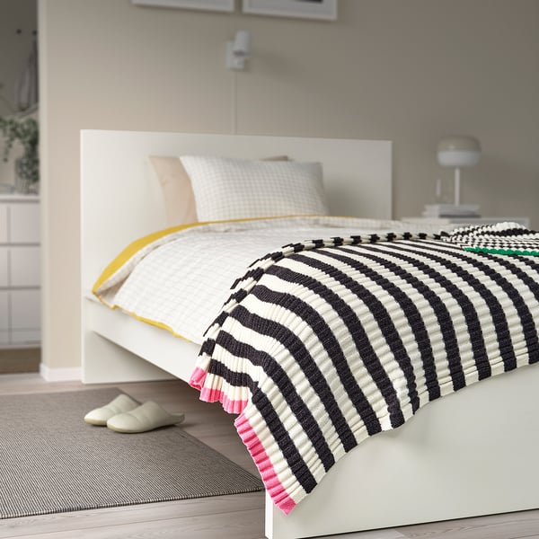 MOSSMOTT throw, black/white, 130x170 cm