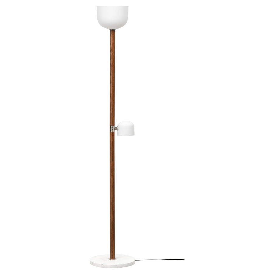 MOSSPLYM floor uplighter/reading lamp, opal white glass/dark brown oak, 180 cm