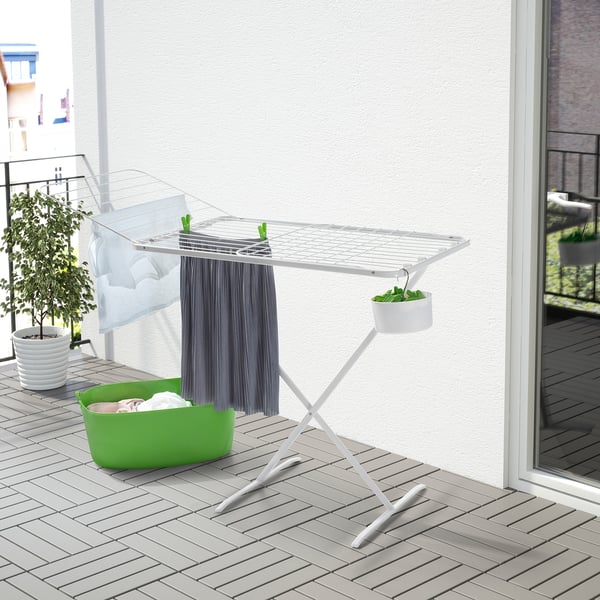 MULIG drying rack, in/outdoor, white, 173x57 cm