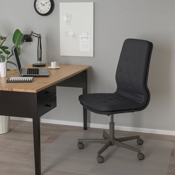 MULLFJÄLLET conference chair with castors, Naggen dark grey, 54x112x72 cm