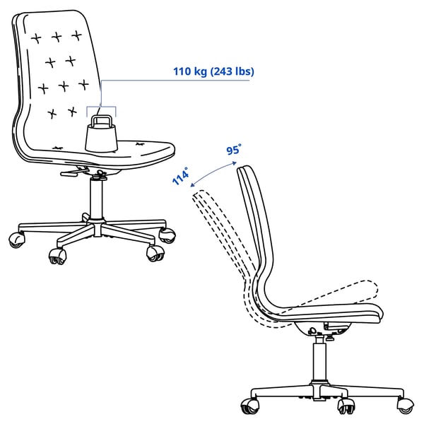 MULLFJÄLLET conference chair with castors, Naggen dark grey, 54x112x72 cm