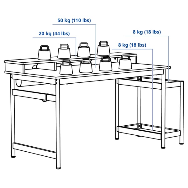 MULLSJÖ desk, oak veneer, 135x70 cm