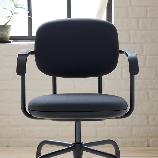 MULLSJÖ swivel chair, Gräsnäs dark grey, 49x82x59 cm