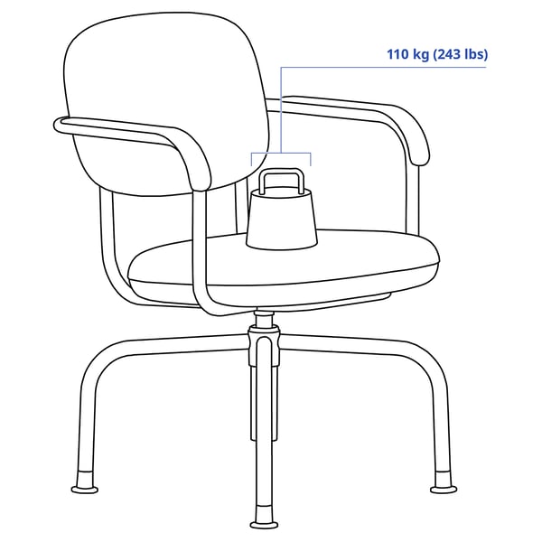 MULLSJÖ swivel chair, Gräsnäs dark grey, 49x82x59 cm