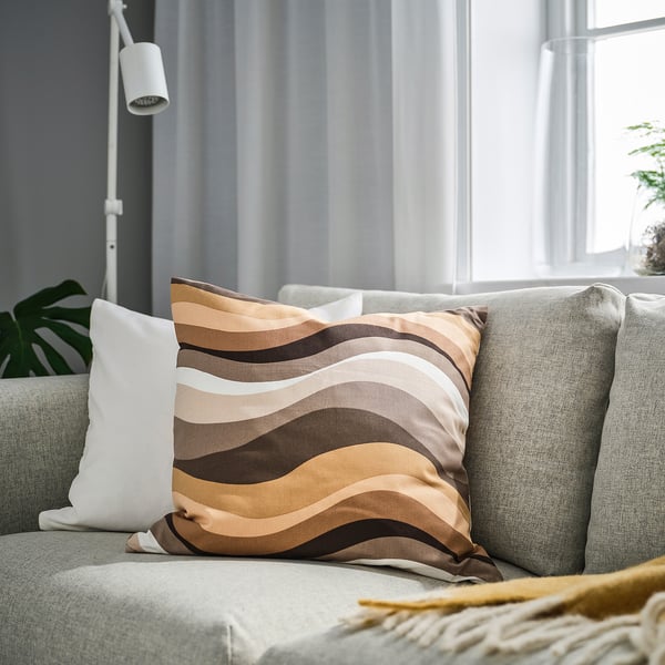 MYGGBLOMSTER cushion cover, beige/multicolour, 50x50 cm