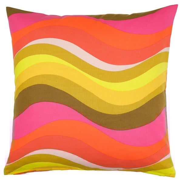 MYGGBLOMSTER cushion cover, bright pink/multicolour, 50x50 cm