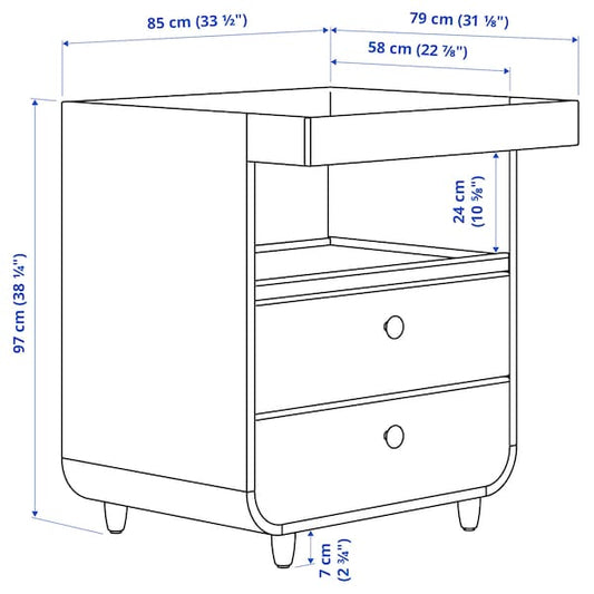 Ikea MYLLRA - Changing table with drawers, beige