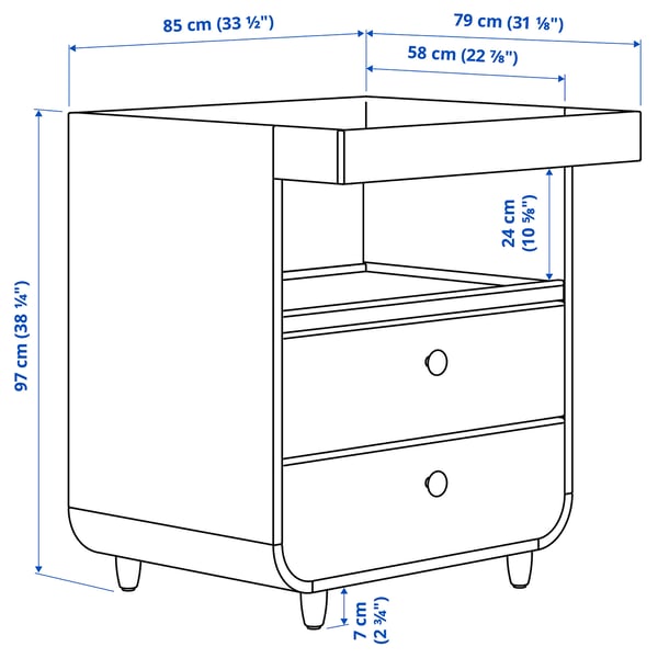 MYLLRA changing table with drawers, beige, 85x97x79 cm