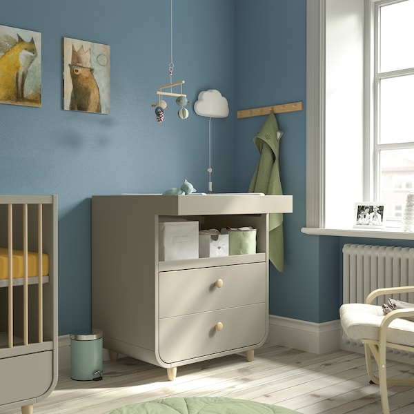 MYLLRA changing table with drawers, beige, 85x97x79 cm