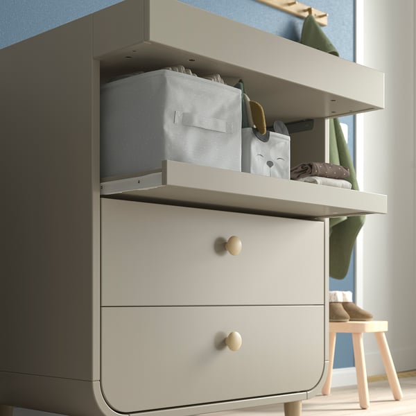 MYLLRA changing table with drawers, beige, 85x97x79 cm