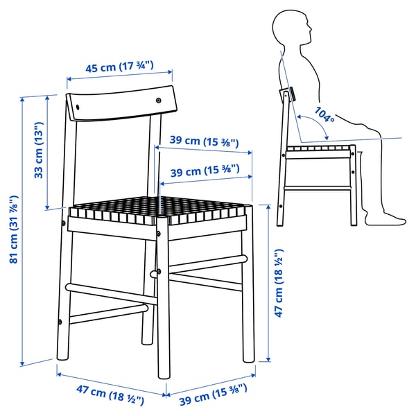 NACKANÄS chair, acacia, 45x81x47 cm