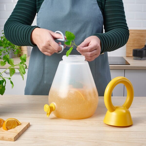 Ikea NÄBBFISK - Jar with tap, transparent/bright yellow, 4 l