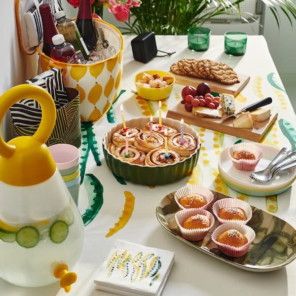 Ikea NÄBBFISK - Paper napkin, patterned white/black, 38x38 cm