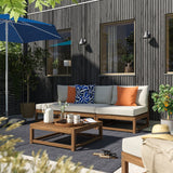 NÄMMARÖ 3-seat modular sofa, outdoor light brown stained/Frösön/Duvholmen beige, 243 cm